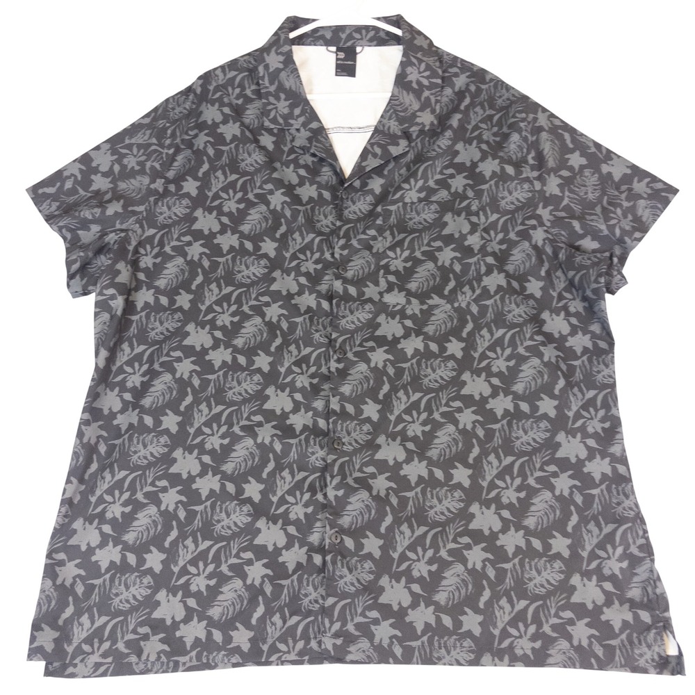 All in Motion Mens XXL Floral Tropical Short Sleeve Button Down Shirt Grey